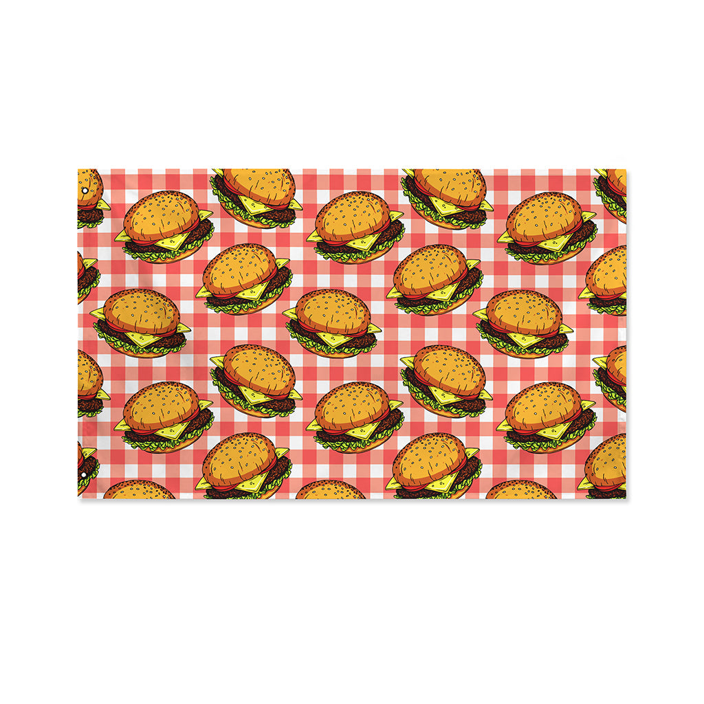 Hamburger Plaid Pattern Print Polyester Flag