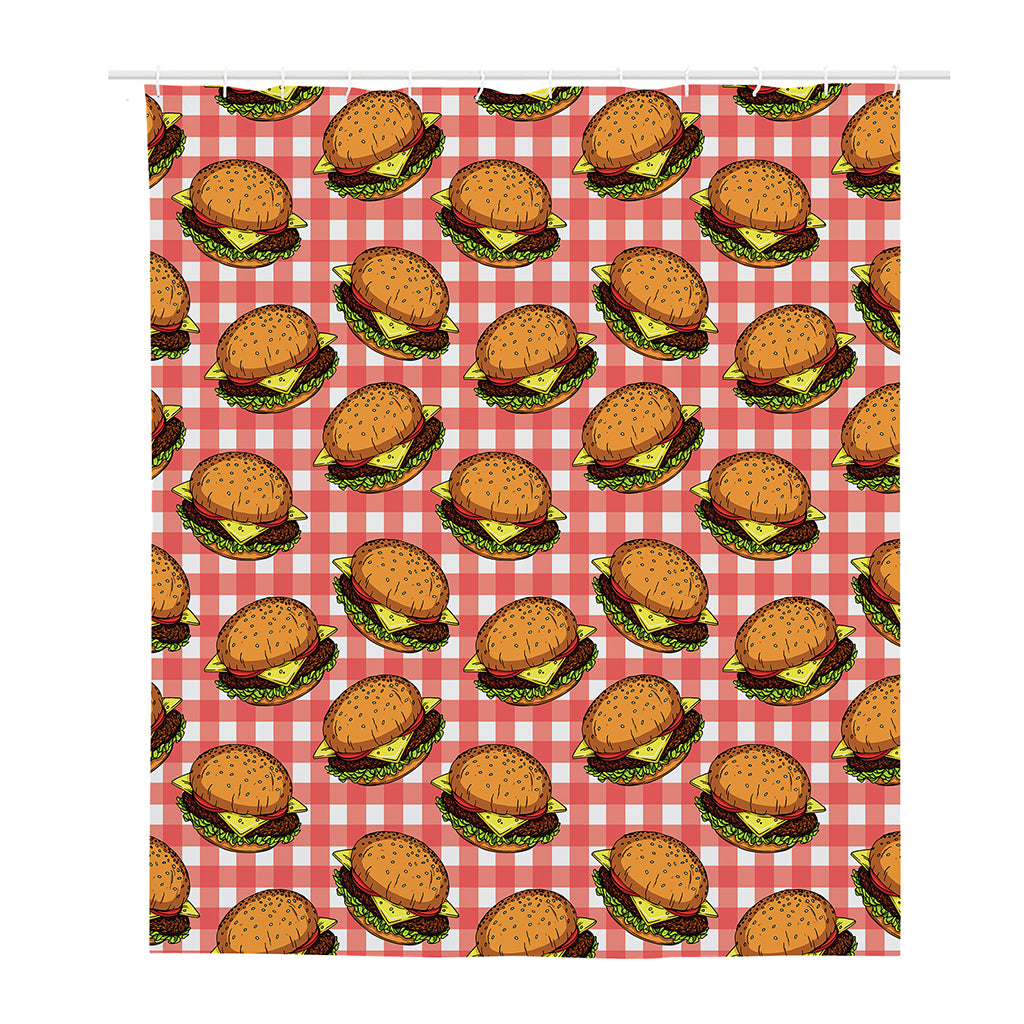 Hamburger Plaid Pattern Print Polyester Shower Curtain