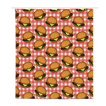 Hamburger Plaid Pattern Print Polyester Shower Curtain