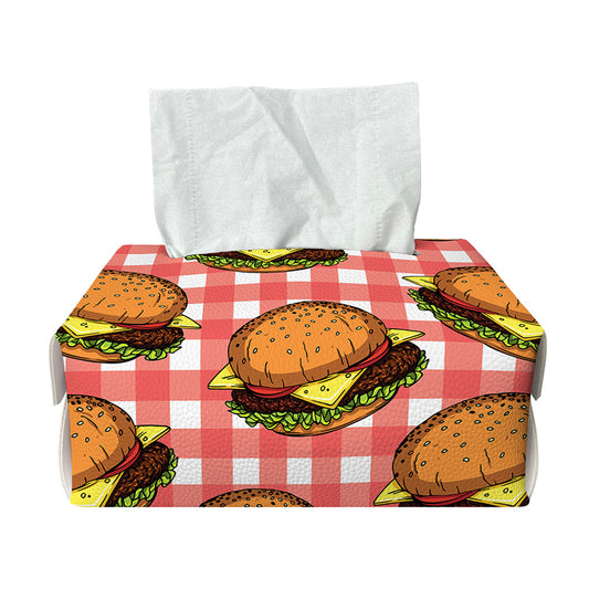 Hamburger Plaid Pattern Print Rectangle Tissue Box Cover