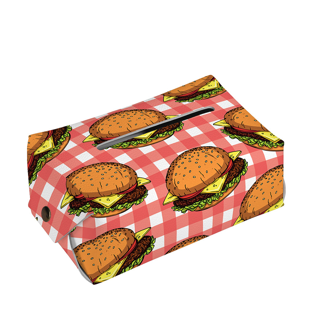 Hamburger Plaid Pattern Print Rectangle Tissue Box Cover