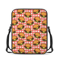 Hamburger Plaid Pattern Print Rectangular Crossbody Bag