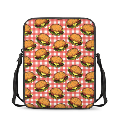 Hamburger Plaid Pattern Print Rectangular Crossbody Bag