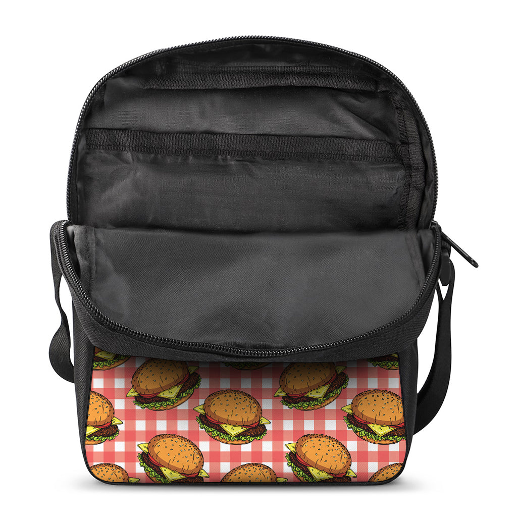 Hamburger Plaid Pattern Print Rectangular Crossbody Bag
