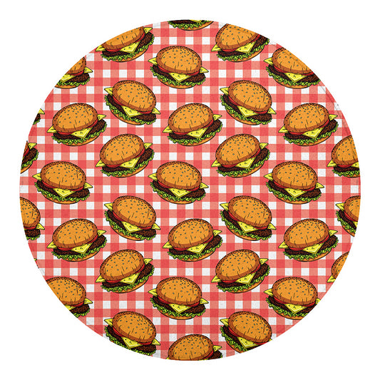 Hamburger Plaid Pattern Print Round Blanket