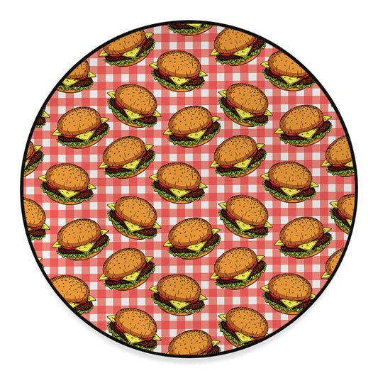 Hamburger Plaid Pattern Print Round Floor Mat