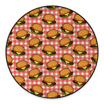 Hamburger Plaid Pattern Print Round Floor Mat