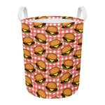 Hamburger Plaid Pattern Print Round Laundry Basket
