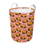 Hamburger Plaid Pattern Print Round Laundry Basket