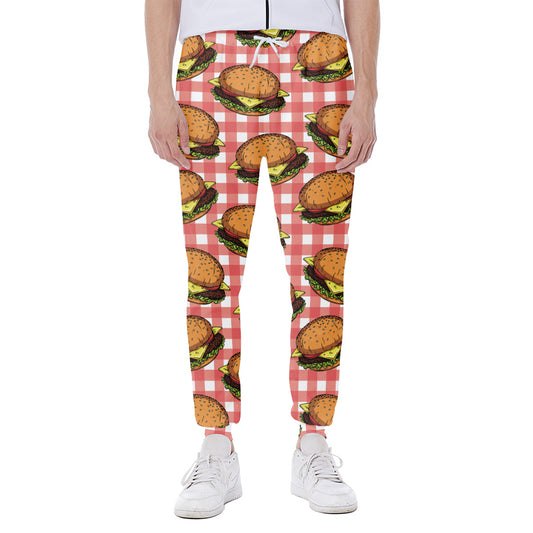 Hamburger Plaid Pattern Print Scuba Joggers