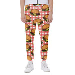Hamburger Plaid Pattern Print Scuba Joggers