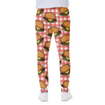 Hamburger Plaid Pattern Print Scuba Joggers
