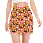 Hamburger Plaid Pattern Print Side Slit Mini Skirt