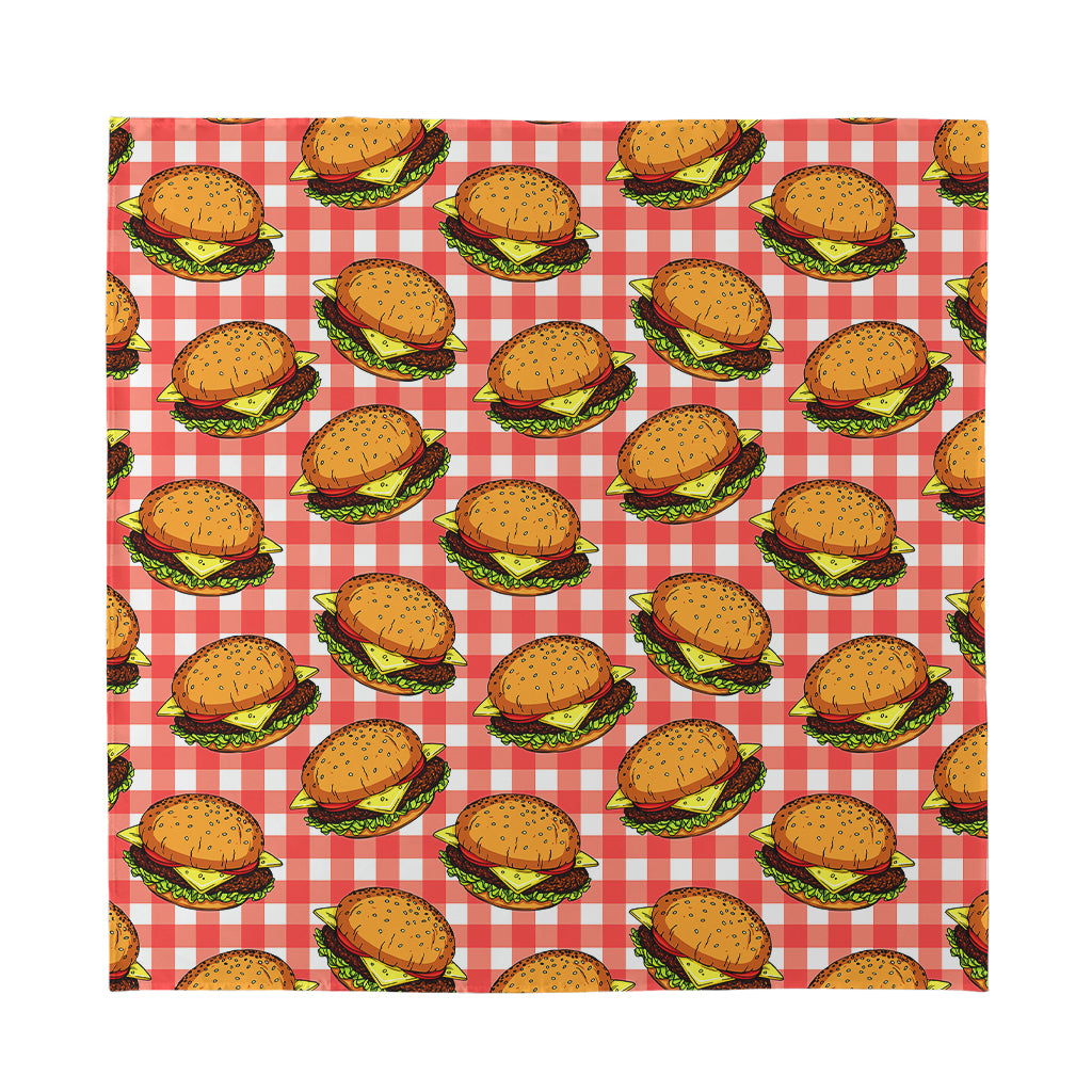 Hamburger Plaid Pattern Print Silk Bandana