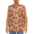 Hamburger Plaid Pattern Print Sleeveless Baseball Jersey