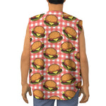 Hamburger Plaid Pattern Print Sleeveless Baseball Jersey