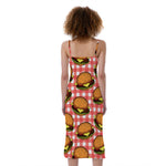 Hamburger Plaid Pattern Print Slim Fit Midi Cami Dress