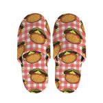 Hamburger Plaid Pattern Print Slippers
