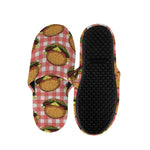 Hamburger Plaid Pattern Print Slippers