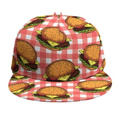 Hamburger Plaid Pattern Print Snapback Cap