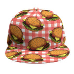 Hamburger Plaid Pattern Print Snapback Cap