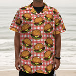 Hamburger Plaid Pattern Print Textured Short Sleeve Shirt