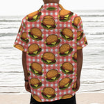 Hamburger Plaid Pattern Print Textured Short Sleeve Shirt