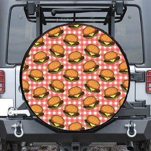 Hamburger Plaid Pattern Print Tire Cover