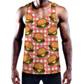 Hamburger Plaid Pattern Print Men's Workout Tank Top