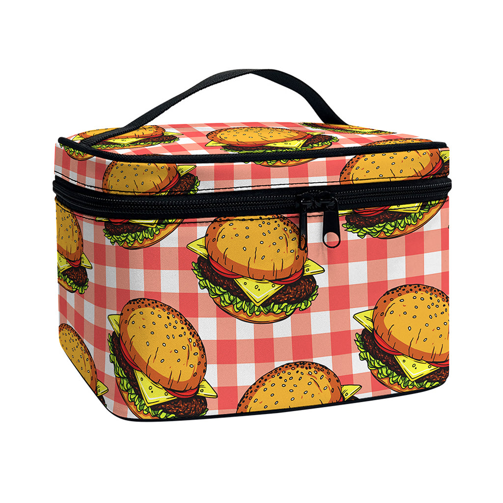 Hamburger Plaid Pattern Print Travel Makeup Bag