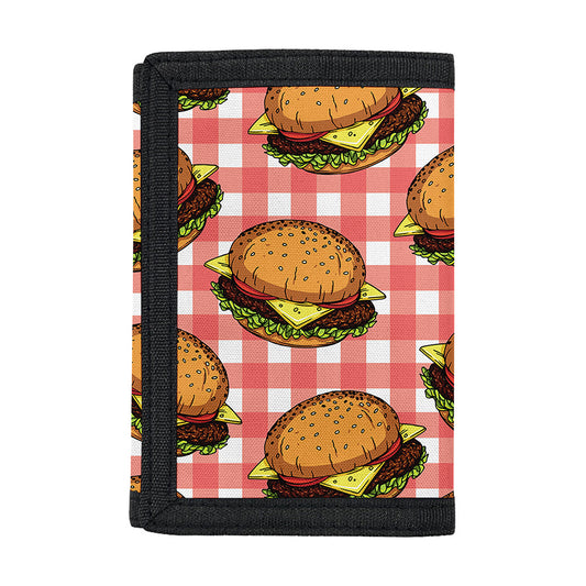 Hamburger Plaid Pattern Print Trifold Wallet