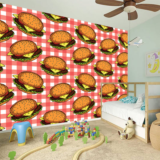 Hamburger Plaid Pattern Print Wall Sticker