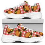 Hamburger Plaid Pattern Print White Chunky Shoes