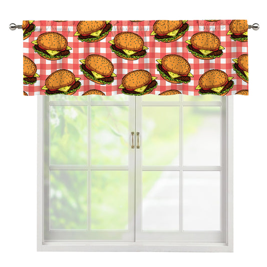 Hamburger Plaid Pattern Print Window Valance