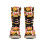 Hamburger Plaid Pattern Print Winter Boots