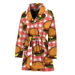 Hamburger Plaid Pattern Print Women's Bathrobe