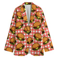 Hamburger Plaid Pattern Print Women's Blazer