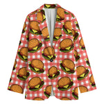 Hamburger Plaid Pattern Print Women's Blazer