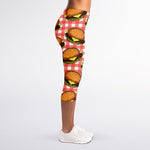 Hamburger Plaid Pattern Print Women's Capri Leggings