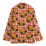 Hamburger Plaid Pattern Print Women's Cotton Blazer