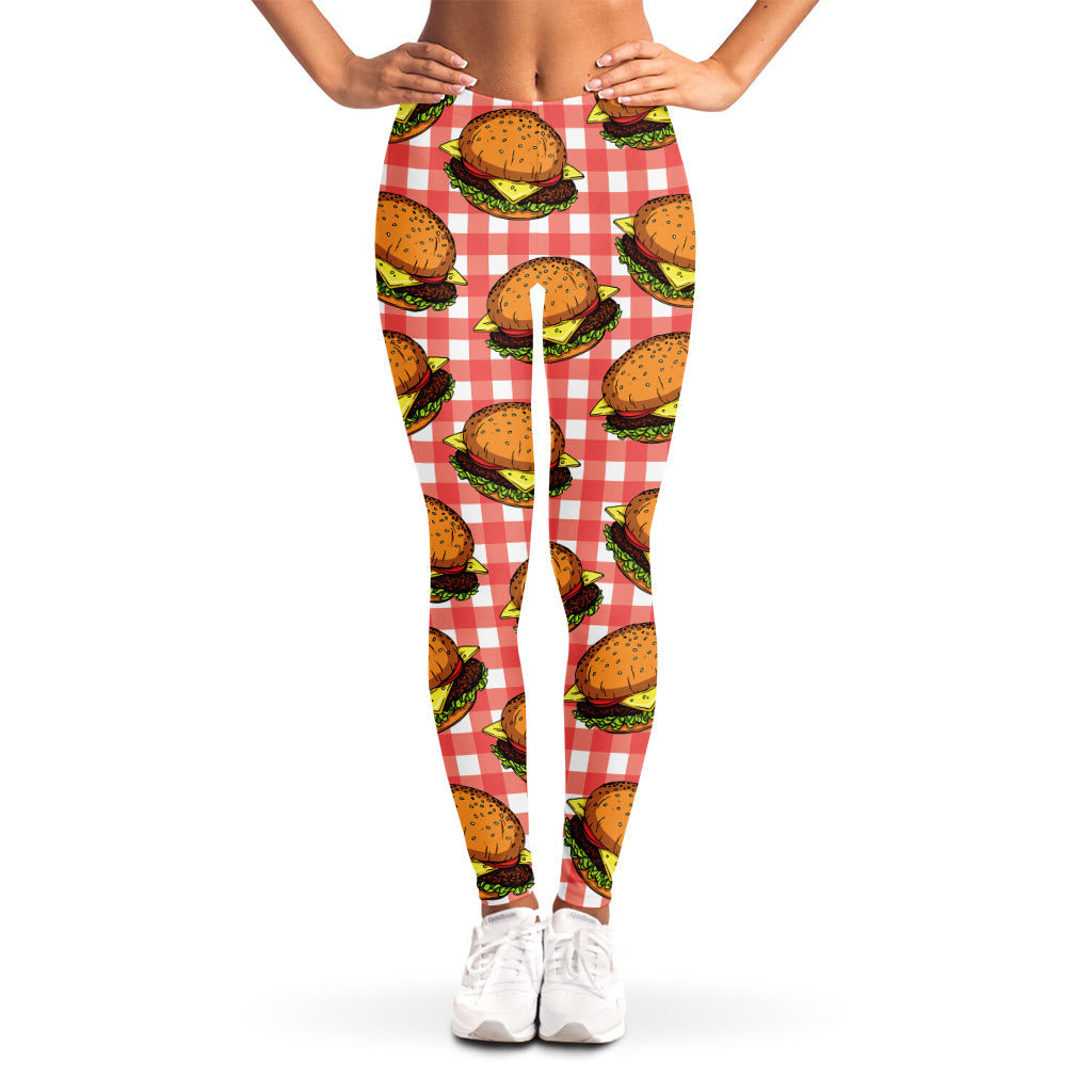 Hamburger Plaid Pattern Print Women's Leggings