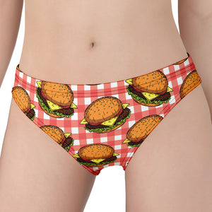 Hamburger Plaid Pattern Print Women's Panties