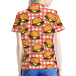 Hamburger Plaid Pattern Print Women's Polo Shirt