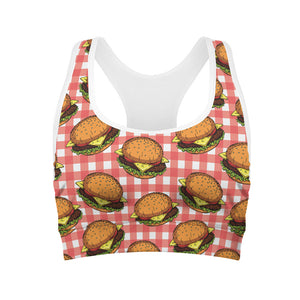 Hamburger Plaid Pattern Print Women's Sports Bra