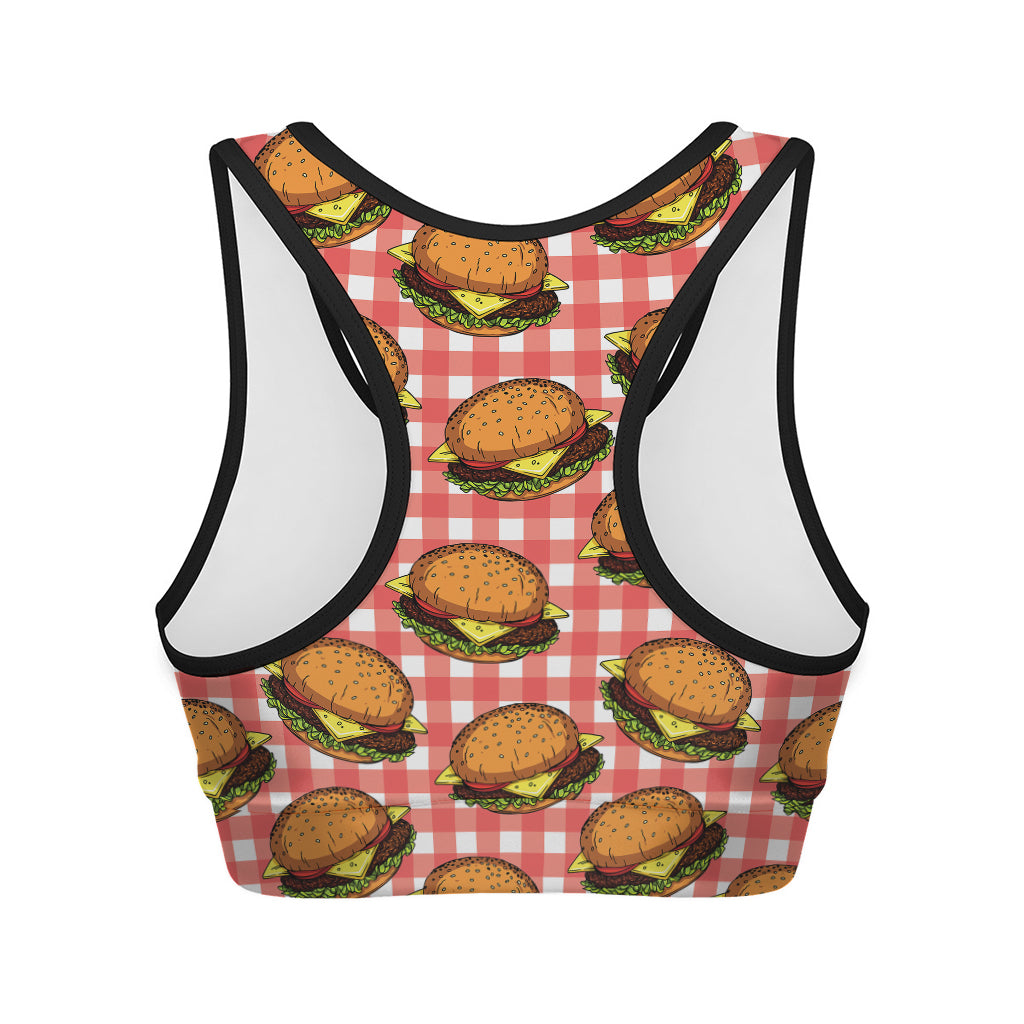 Hamburger Plaid Pattern Print Women's Sports Bra