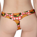 Hamburger Plaid Pattern Print Women's Thong