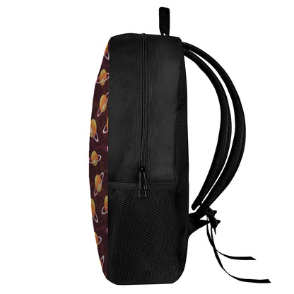 Hamburger Planet Pattern Print 17 Inch Backpack