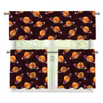 Hamburger Planet Pattern Print 3 Piece Kitchen Curtains