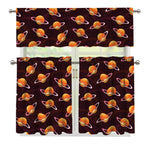 Hamburger Planet Pattern Print 3 Piece Kitchen Curtains