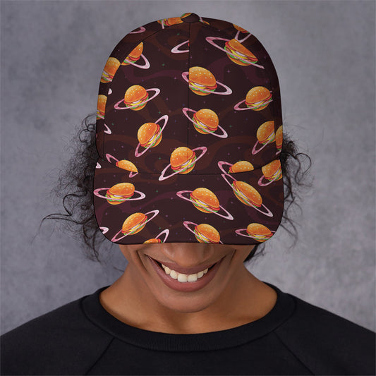 Hamburger Planet Pattern Print Baseball Cap